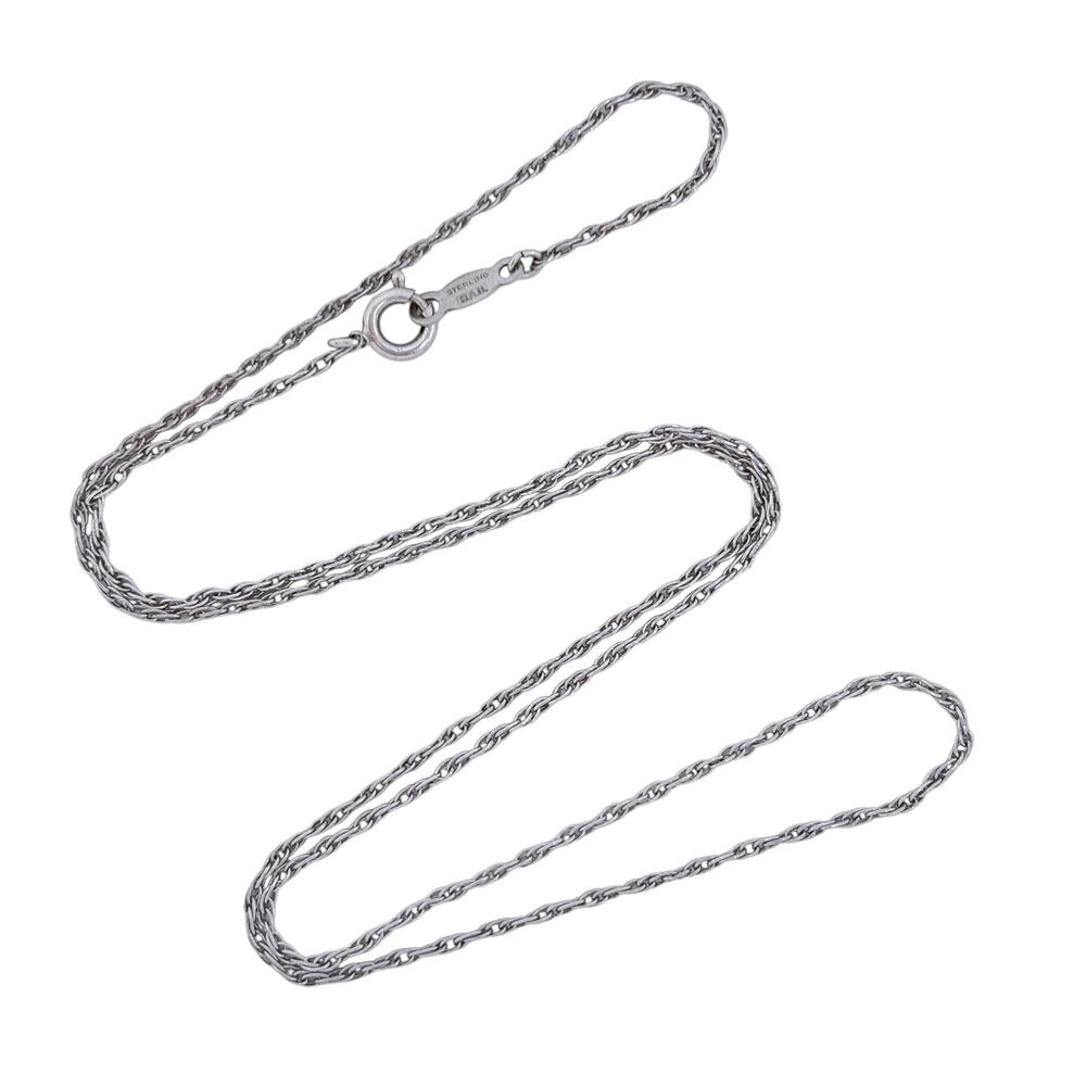 Vintage Sterling Silver 925 1.2mm Rope Chain Necklace 18"